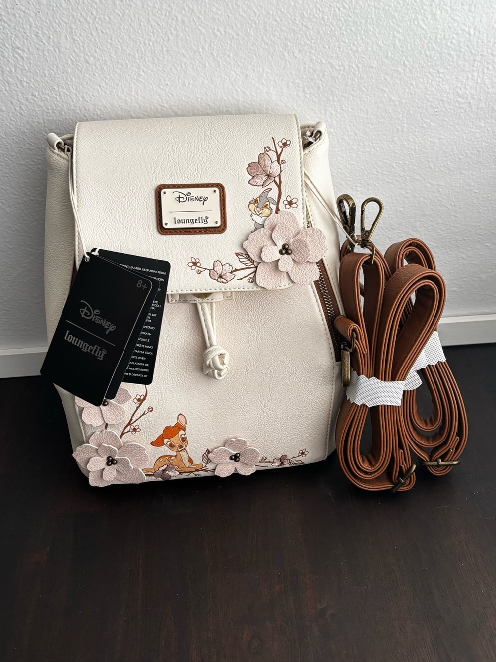 Disney loungfly Cream Bambi Floral Mini Backpack